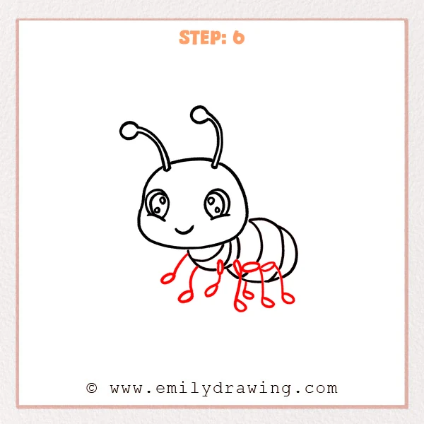 how to draw a cartoon ant - Step 6